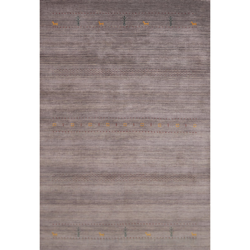 Tapis gris et brun à motif indien Gabbeh 5
