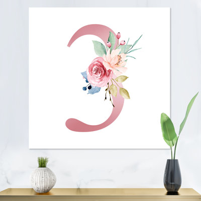 "Floral Art Design With Number Three II", reproduction d'art sur toile traditionnelle