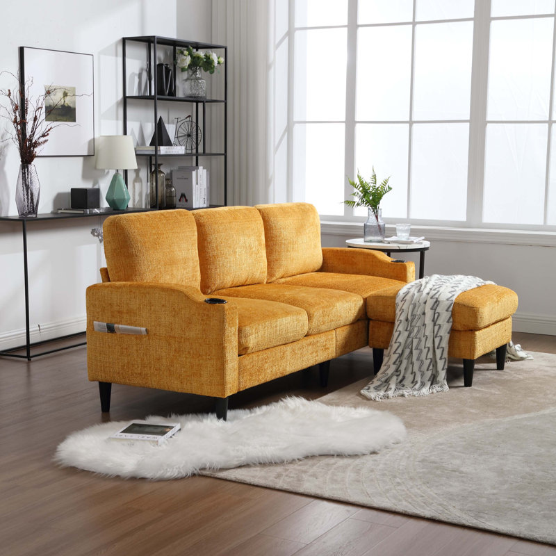 Canapé modulaire 2 pièces Adylynn, Chenille jaune