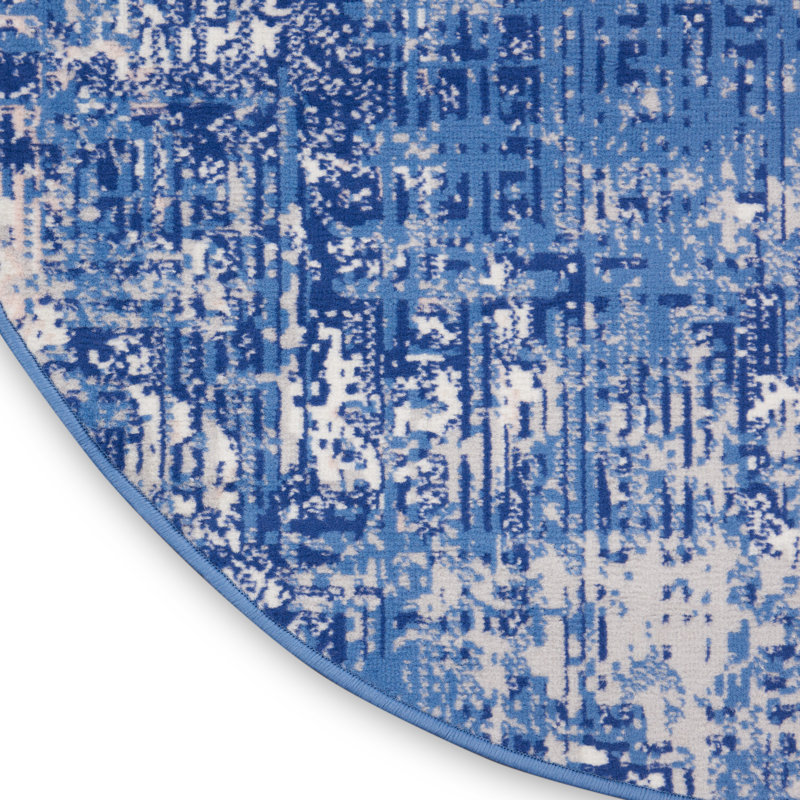 Tapis bleu / bleu marine Michiel, Rond 5 pi