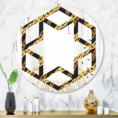 Miroir mural hexagonal étoile en zigzag à chaîne glam