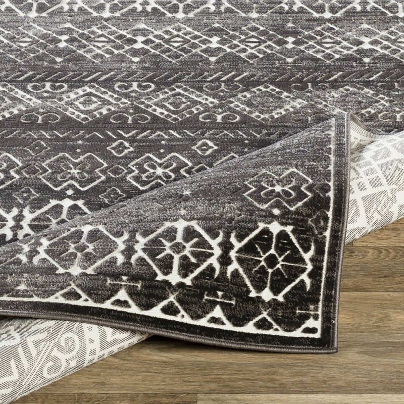 Tapis en coton gris/brun Kailee Powner Loom, Rectangle 2 pi x 2 pi 11 po