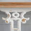 Console rétro classique 32 "x 12" x 32 ", blanc délavé avec plateau en bois brun