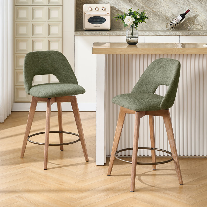 Tabouret de comptoir pivotant 26,8 po Wylee Mid-Century, Vert