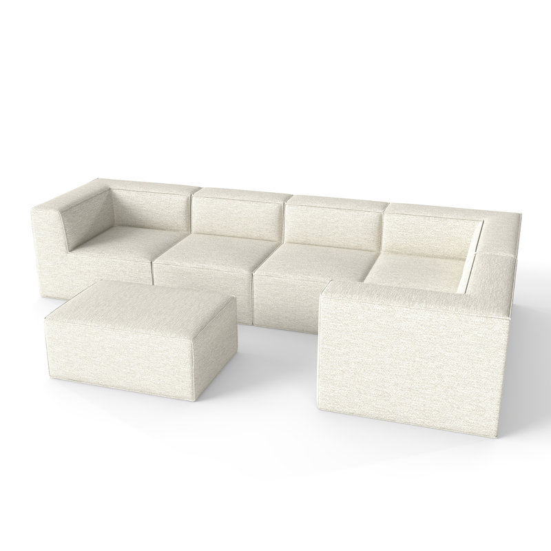 Compression Comfy Cloud 135" 6-Piece Modular Sectional Sofa – Upholstered L-Shaped Couch With Soft Cushions, Ideal For Large Living Rooms
