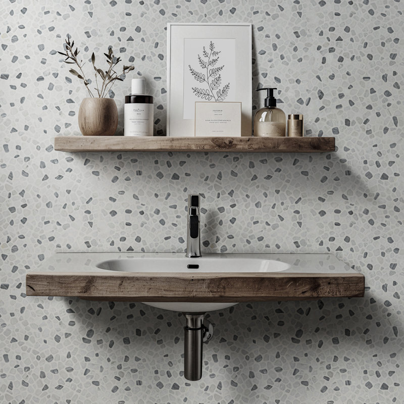 Marvella Pebble 12 in. x 12 in. Natural stone Mosaic Floor and Wall Tile, Nero Bianco