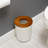 iDesign Eco Vanity Steel Waste Basket with Paulownia Wood Lid, Coconut