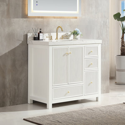 Imogin 36'' Single Bathroom Vanity Set With Engineered Culture Stone White Top