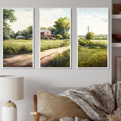 «Beautiful Barn In Spring IV», reproduction sur toile 3 pièces