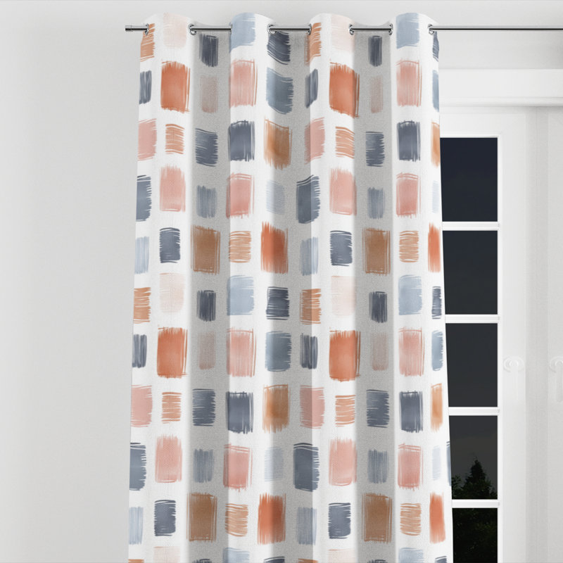 Rideaux Modern - œillets bleu Azuolas - 1 panneau, L 52 po x L 108 po, Œillets argentés