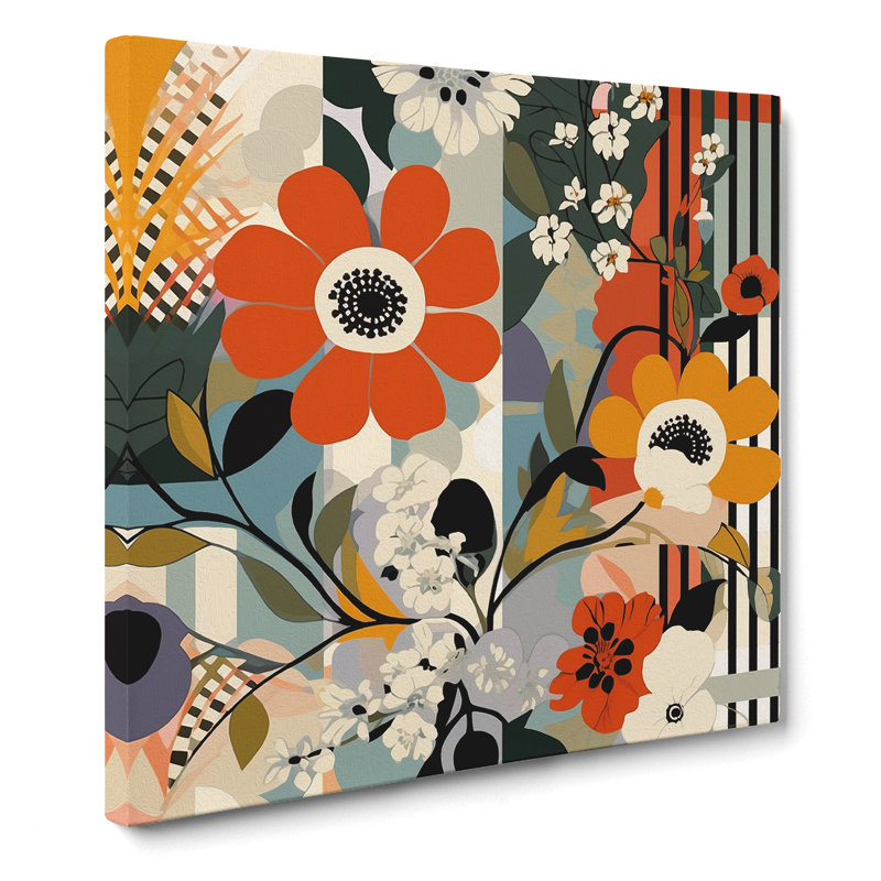 Floral Bauhaus No.3 - Wrapped Canvas, 50cm H x 50cm W x 3cm D