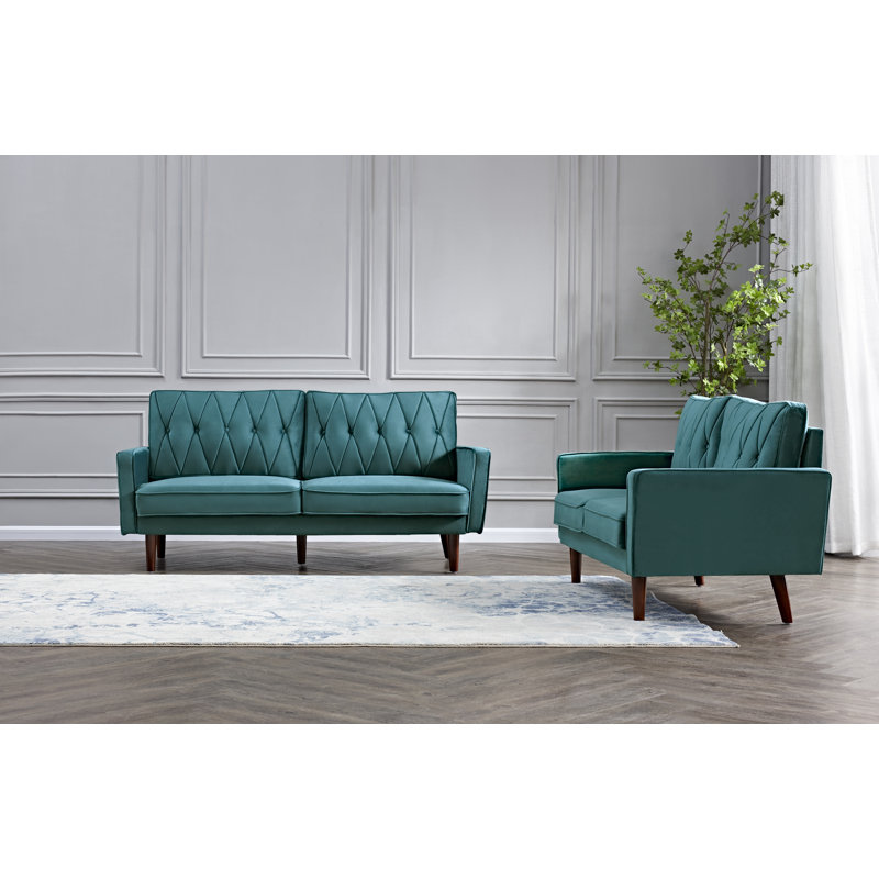 Ensemble de salon 2 pièces Degrange, Bleu / vert