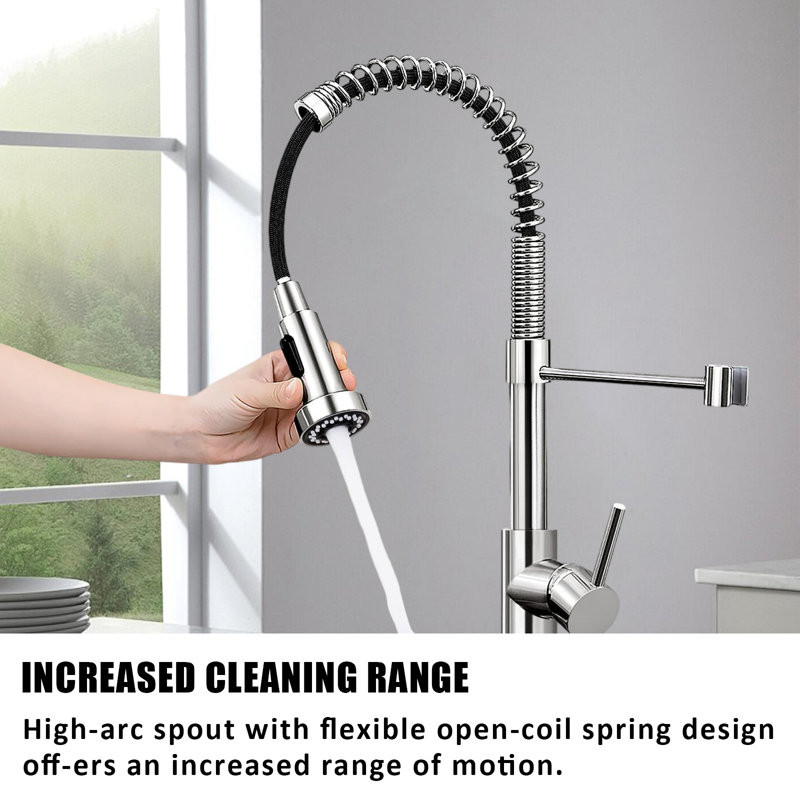 Single Handle Pull-Down Spray Kitchen Faucet - Dual Mode Setting, 1 Or 3 Hole Kitchen Sink Faucet., Chrome