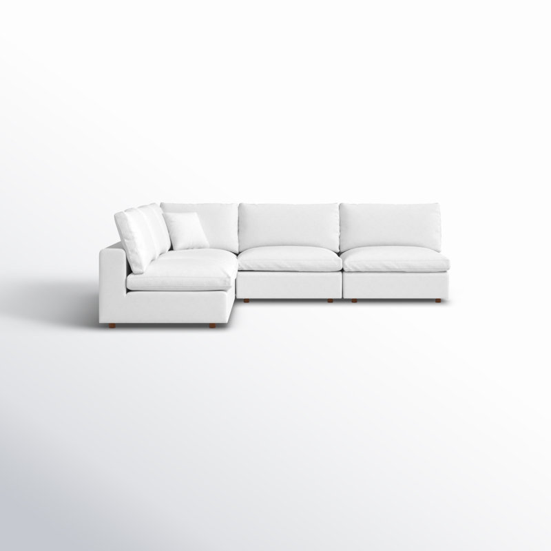 Canapé modulaire rembourré 5 pièces Jossa, Mélange de lin blanc