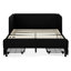 Lit réglable en velours pleine grandeur, noir, avec 2 tiroirs de rangement pour les options de chambre à coucher avec tiroirs à cadre plateforme de style minimaliste moderne-605263325