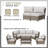 Patio Wicker 4-Person Sectional Sofa Seating Group, Cushion-1322538332