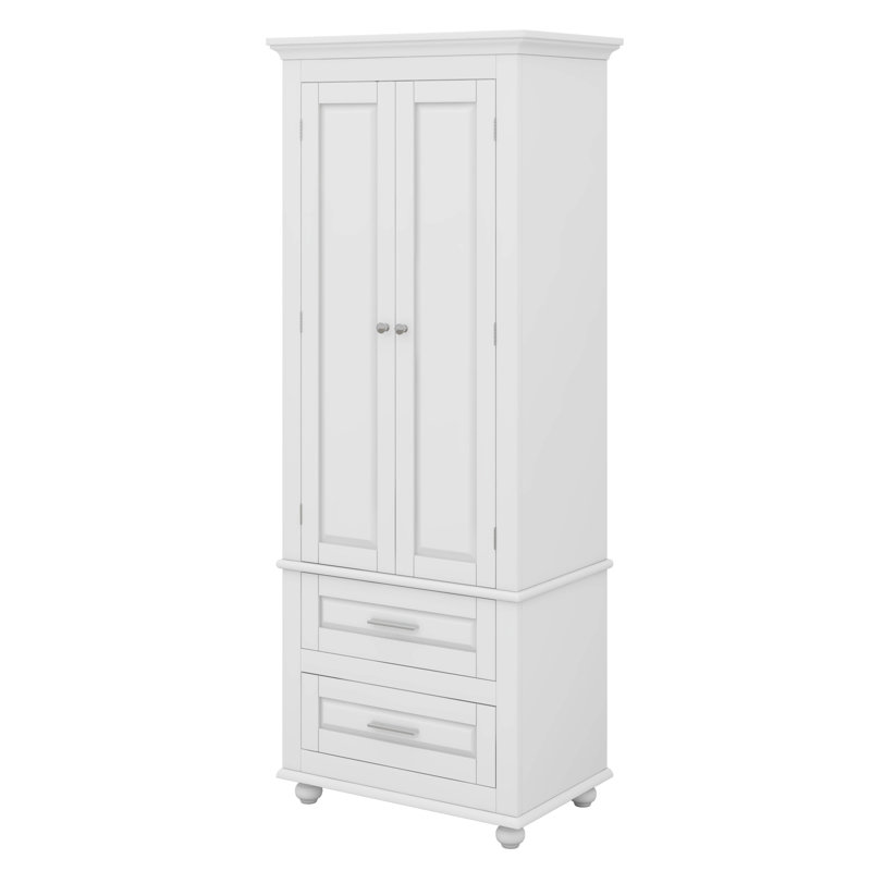 Grande armoire de rangement avec deux tiroirs, armoires de plancher autoportantes simples et pratiques, grande armoire de rangement multifonctionnelle pour la salle de bain