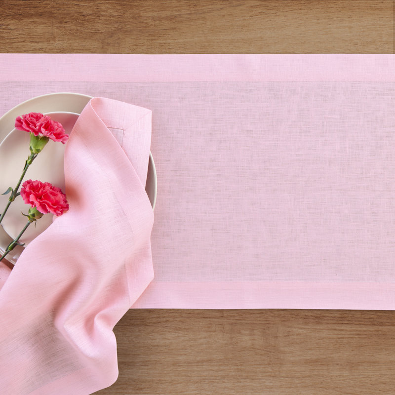 100% Pure Linen Table Runner - Fete, 108" x 14", Laurel Green, Solid Color