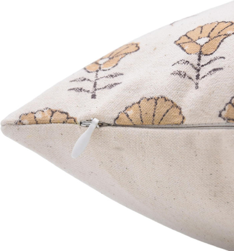 Coussin décoratif en coton fabriqué à la main à motif de blocs de coton fabriqué à la main Fab divine Kohinoor pour canapé, lit et salon, taille 20 po x 20 po 