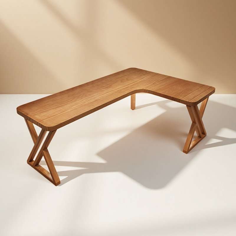 Bureau simple en bois massif en forme de L Simple, H 29,53 po x l 62,99 po x P 47,24 po
