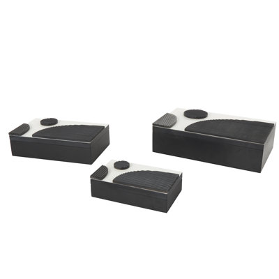 Cole And Grey Wood Handmade Decorative Box With 3D Geometric Accents