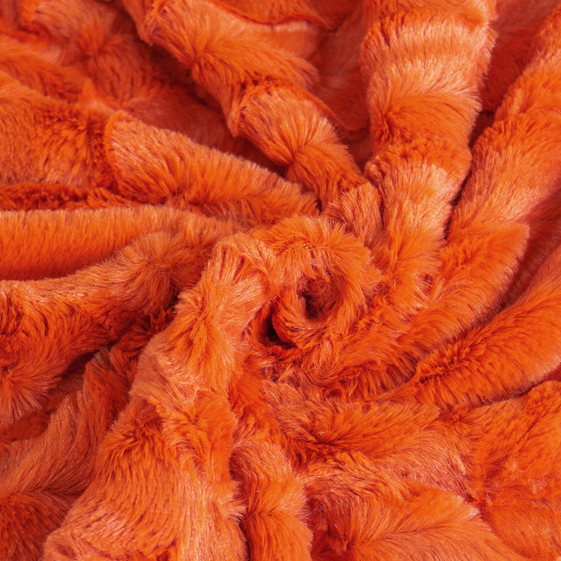 Jeté en fausse fourrure Saga, Rouge / orange