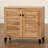Shoe Cabinet With Slatted Wood Doors And Round Knobs, Engineered Wood Construction, 4 Shelves For 12 Pairs Of Shoes, Tapered Legs