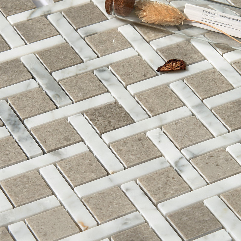 Apartment  Mosaic Pattern Wall & Floor Tile, Miami- Carrara White and Grey