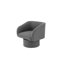 Chaise d'appoint pivotante classique en tissu gris avec base en métal, siège de salon contemporain rembourré