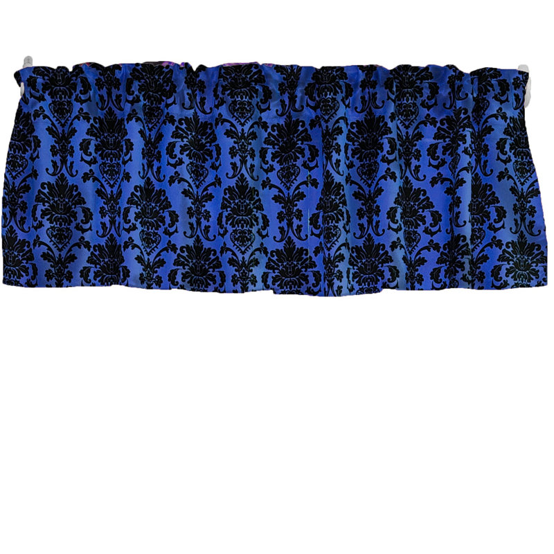 Cantonnière florale en damas 58 po, L 58 po x L 14 po, Bleu royal