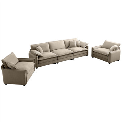 Luxurious Corduroy Sofa Set With Plush Cushions And Pillows For Ultimate Comfort by Hokku Designs
