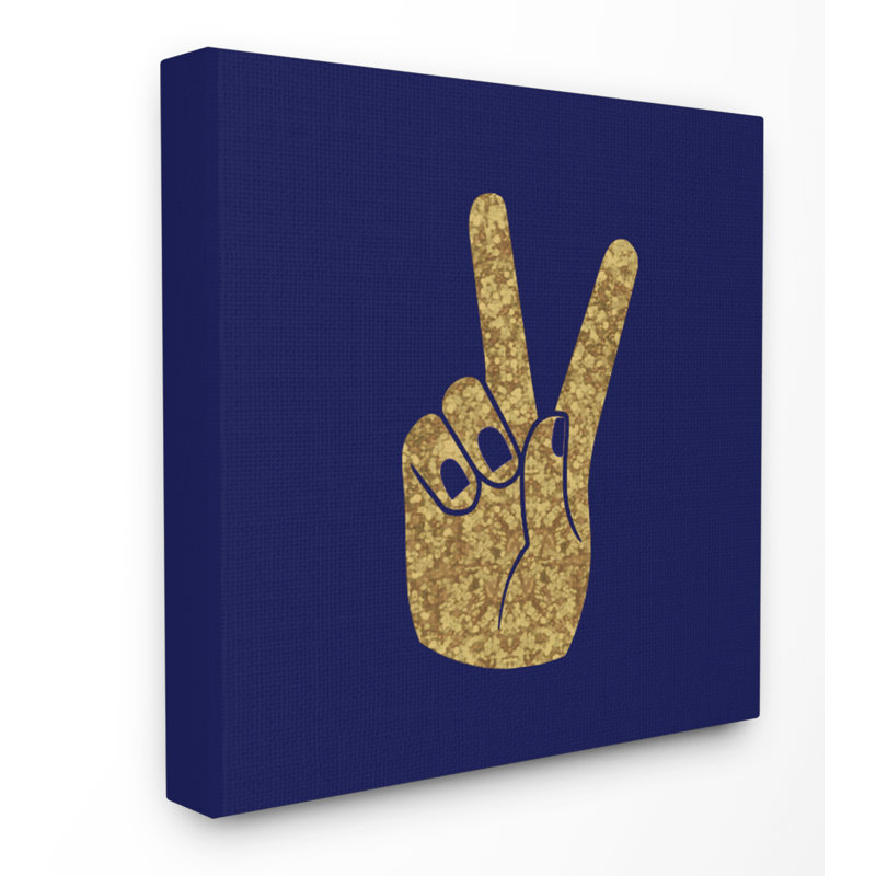 «Peace Hand Gold», reproduction d'impression, H 12 po x l 12 po, Giclée encadrée noir minuit