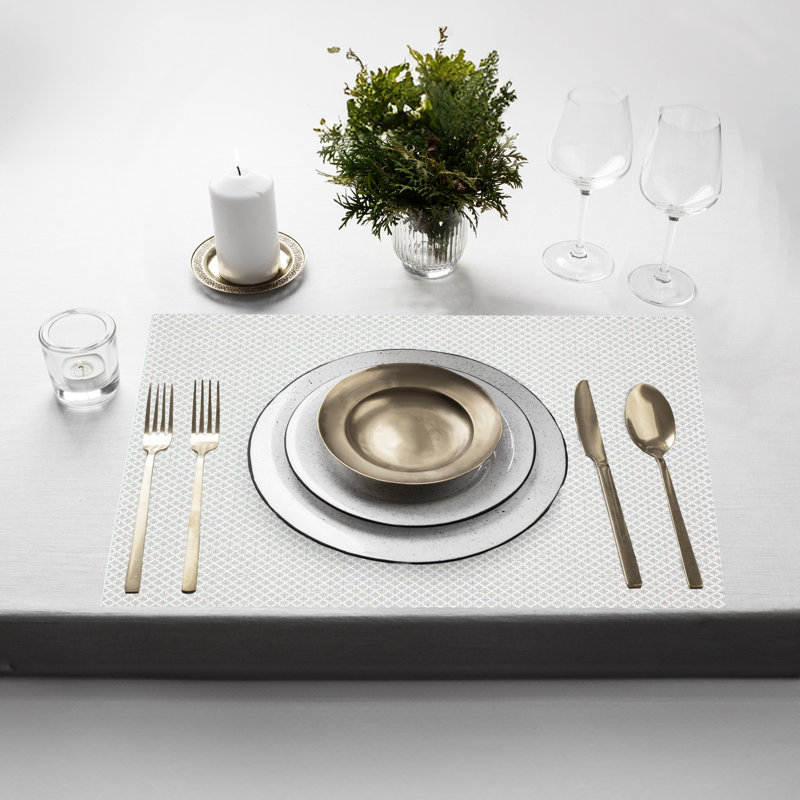 Ensemble de 6 napperons résistants à la chaleur de 12 po x 18 po Placemats, Blanc