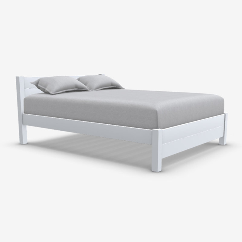 Edgilyn Solid Wood Bed, Small Double (4'), White