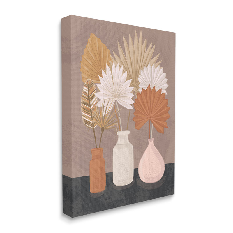 Feuilles de palmier en pot, Plaque murale, H 16 po x l 16 po x P 1,5 po