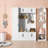 79" White Modern Hall Tree with Shoe Storage – 6 Cabinets, Entryway Bench & Adjustable Shelf-1927460412