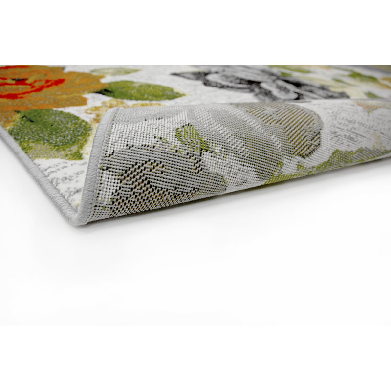 Tapis vert/orange/bleu Touffeté Hefner, Rectangle 5 pi 3 po x 7 pi 7 po