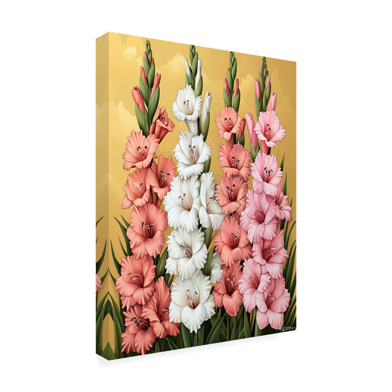 Art sur toile gladioli bolognaise, rose Momart, H 14 po x l 19 po