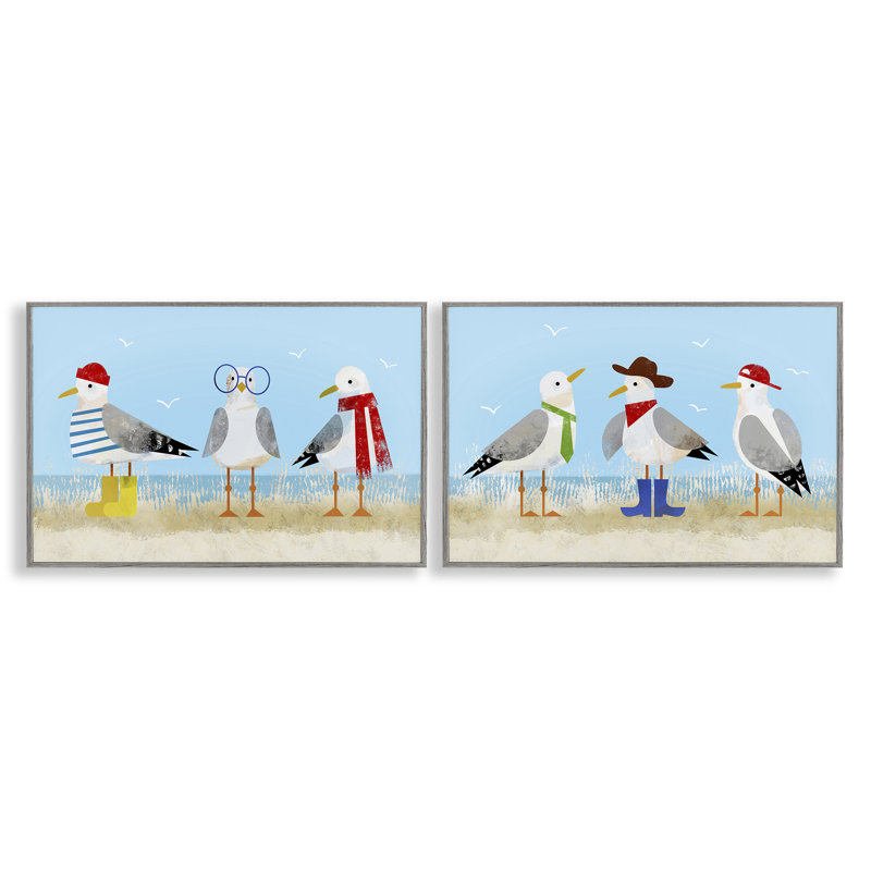  «Goélands élégants à la plage», ensemble de 2 giclées par Victoria Barnes, H 20 po x l 30 po, Estampe numérique Farmhouse