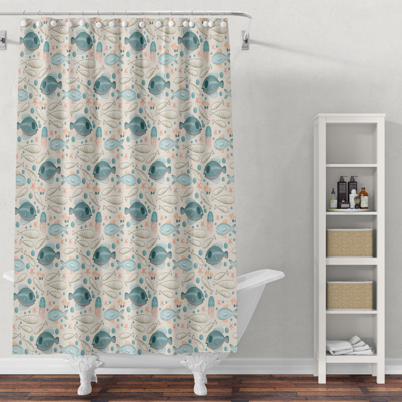 Rideau de douche simple + crochets, H 72 po x l 70 po