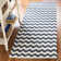 Rodgers Hand Woven Flat Weave Wool/Banana Silk/Cotton Chevron Rug in Ivory/Charcoal
