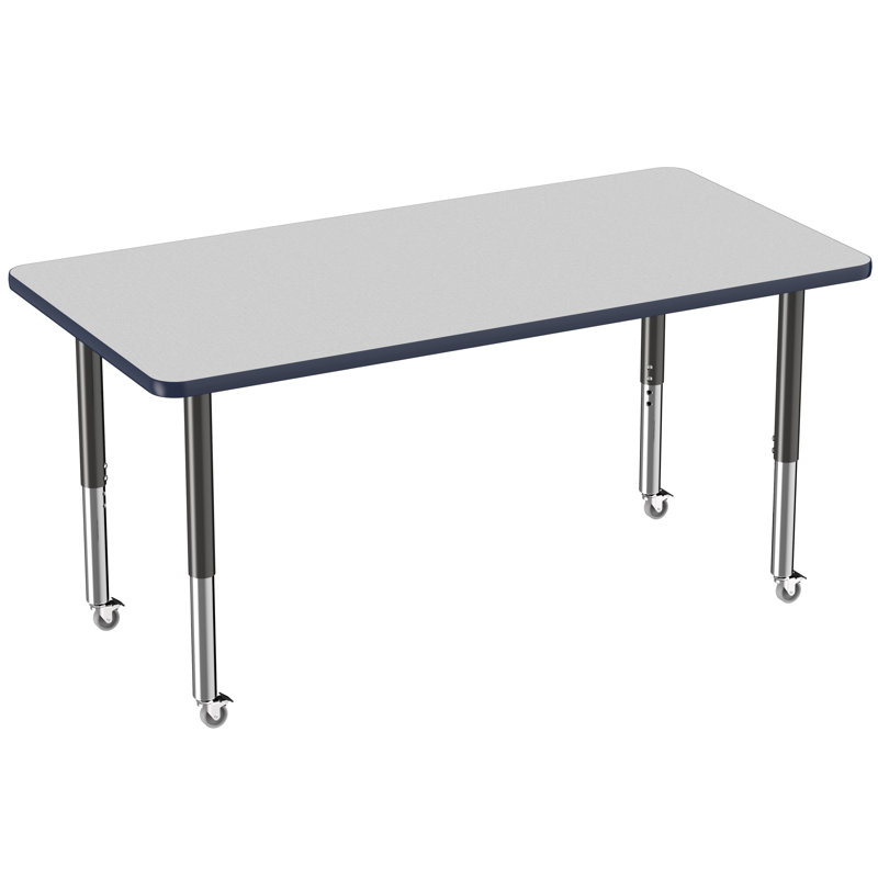 Table d'activité rectangulaire à hauteur réglable en forme de T, Gris/bleu marine, 24 po x 60 po, Super