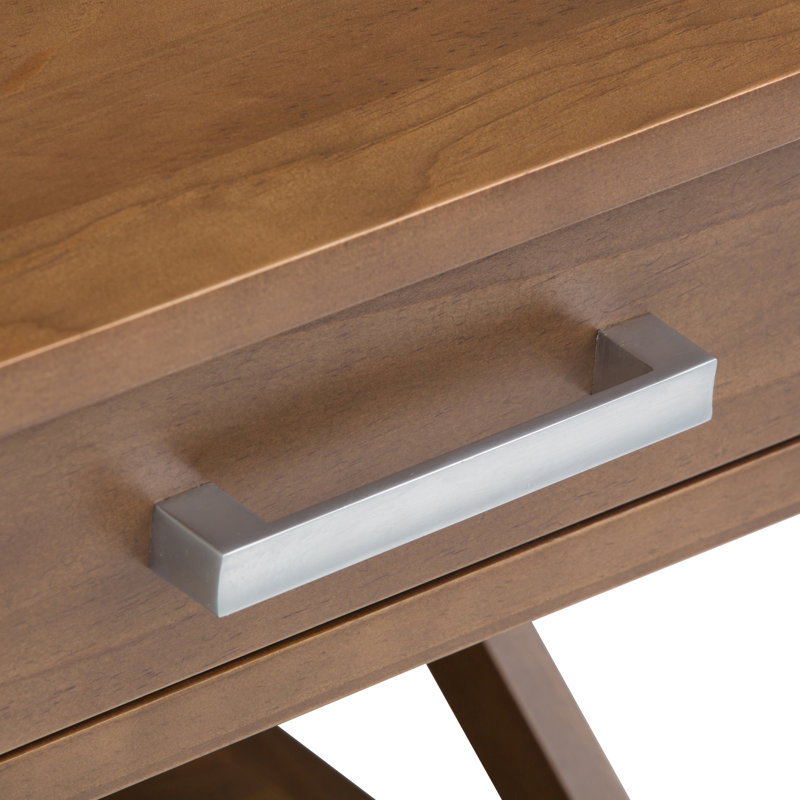 Medium Saddle Brown Wood and Metal Rectangular Side Table with Storage