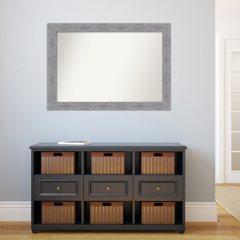 Bark Rustic Grey Bathroom Vanity Non-Beveled Wall Mirror, 29 " H x 41 " W