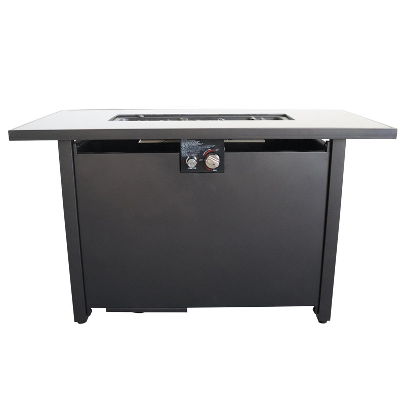 25" H x 42" W Steel Outdoor Fire Pit Table with Lid