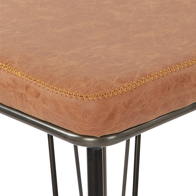 Mellinger Upholstered Counter Stool with Metal Frame, Sand Faux Leather, Counter Stool (26" Seat Height)