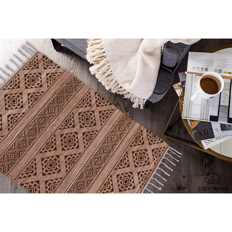 Tapis d'intérieur / extérieur rectangulaire en coton tressé à la main 2 pi x 3 pi Jennean