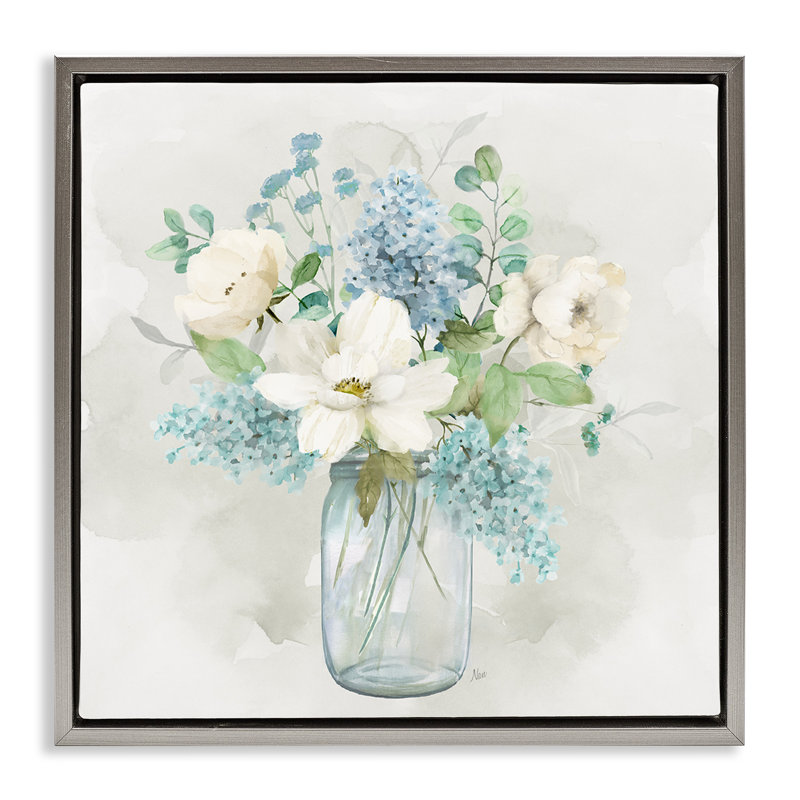 Bouquet Country Bunches, H 25 po x l 25 po, Cadre flottant gris lustré