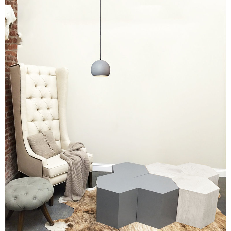 Geode 1 - Light Pendant, Black Fabric Cord, Gray