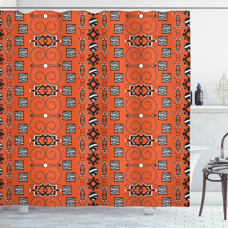 Bless international Geometric Shower Curtain with Hooks Included